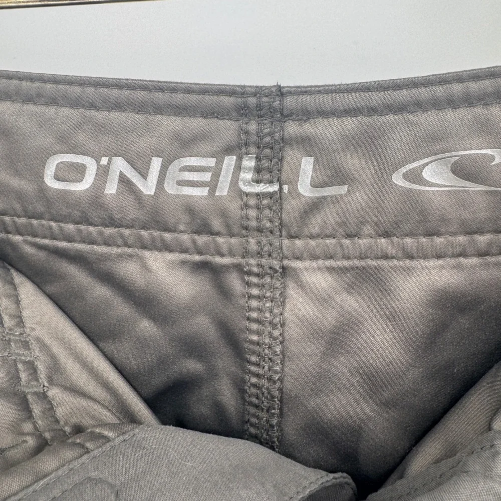 O'Neill Mens Gray Solid Cargo Board Shorts Swim Trunks Size 33 Surf Casual Beach